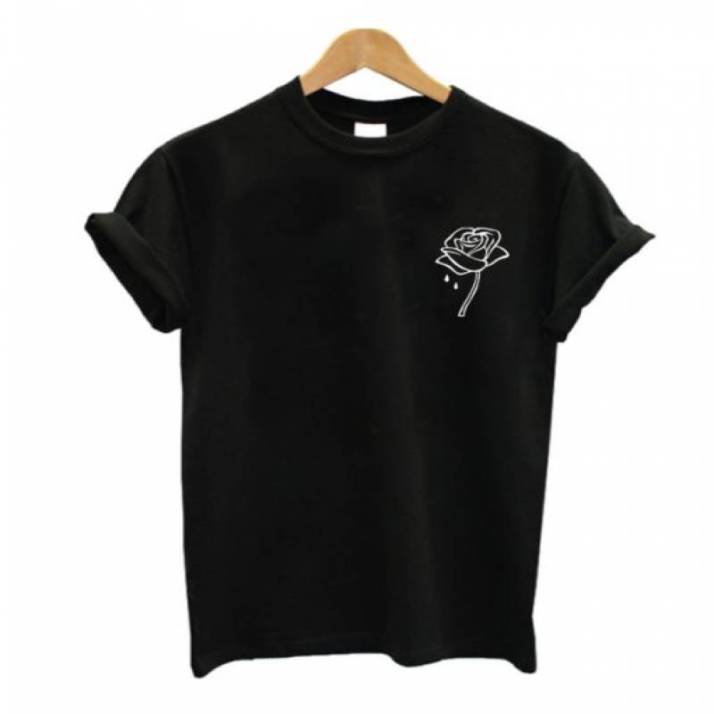 Rose Flower Pocket T Shirt