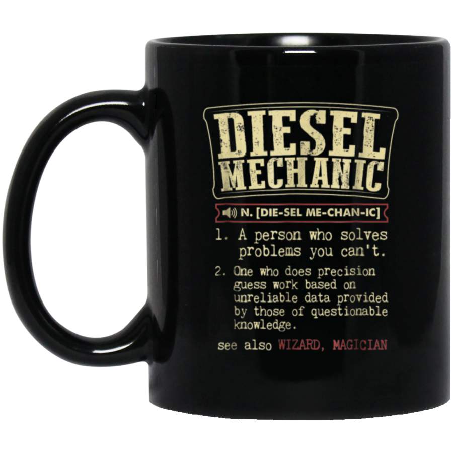 Funny Diesel Mechanic Meaning Vintage Design Black Mug