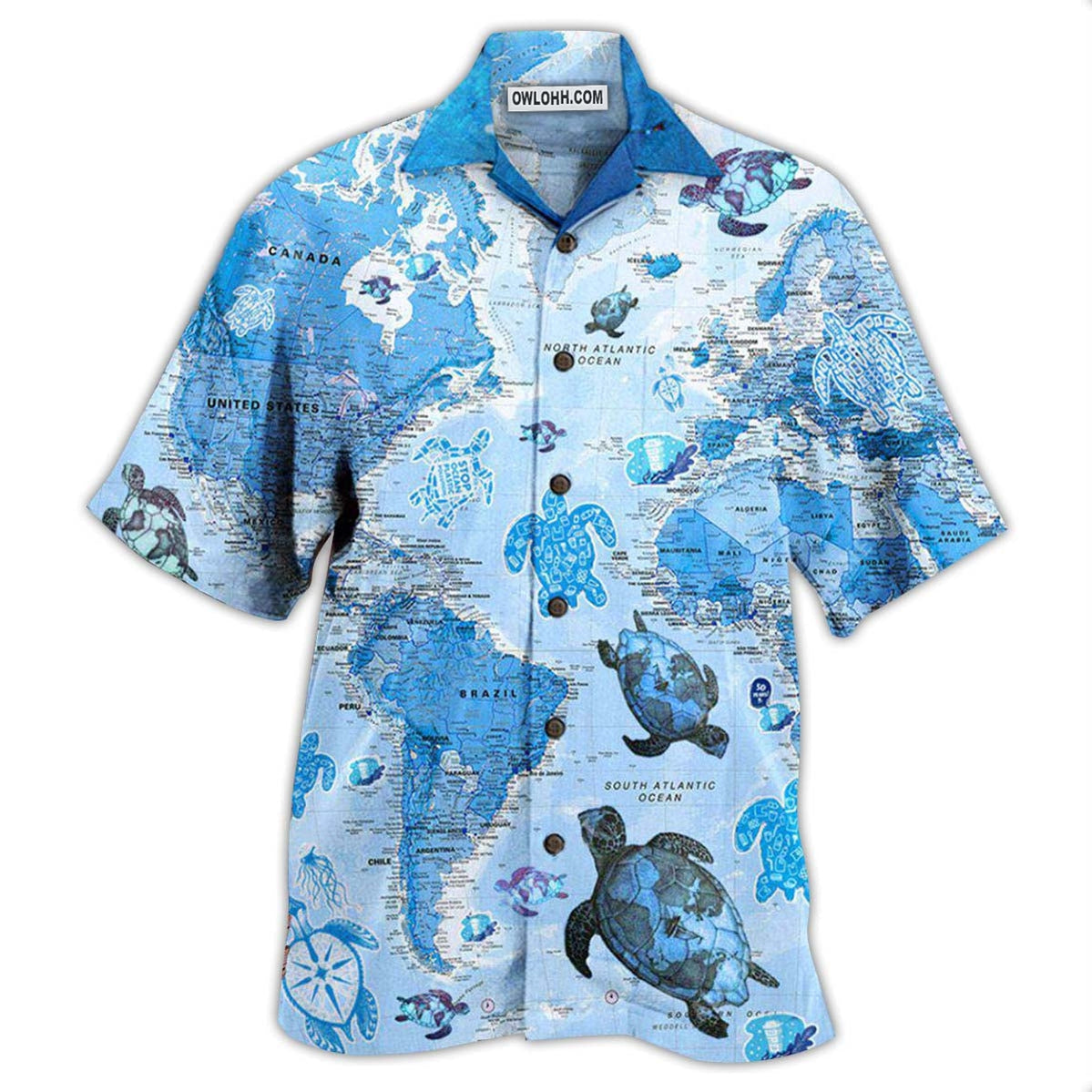 Turtle Awesome Map – Hawaiian Shirt  – Owl Ohh