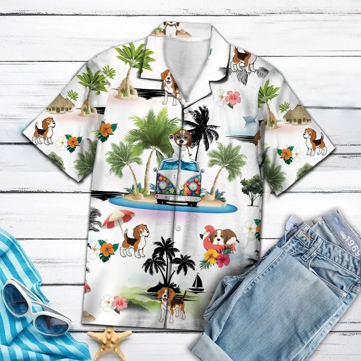 Hippie Van Beagle Summer Vacation On Island Hawaii Shirt Ha1281