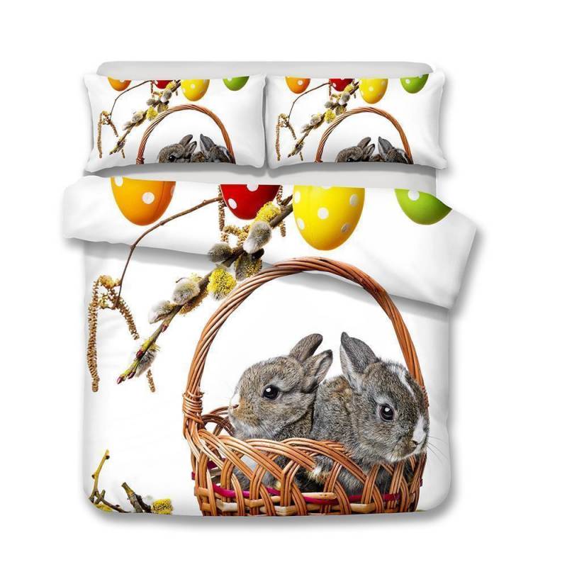 3D Design Rabbits Pattern Queen Kingize Quilt Pillow Coverl Rabbit Animals 3D Customize Bedding Set Duvet Cover Set Bedroom Set Bedlinen