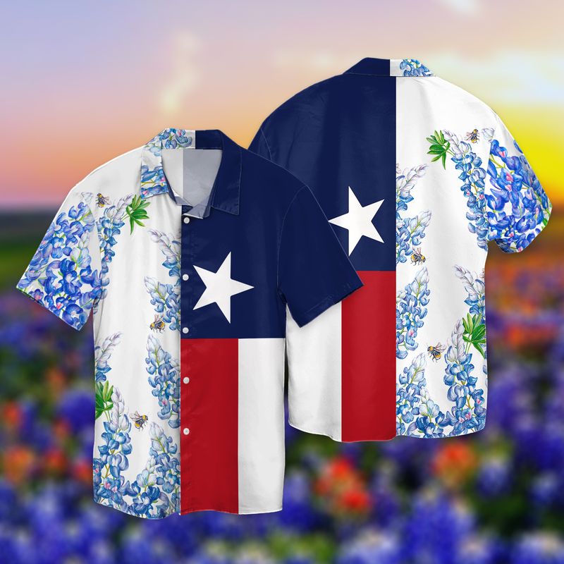 American Flag Flowers 3D Full Print Hawaiian Shirt