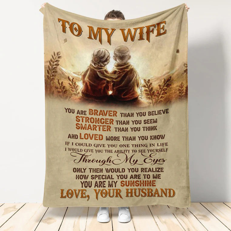 Gift For Wife Blanket, To My Wife You Are My Sunshine Fleece Blanket, Valentine Gift To My Wife