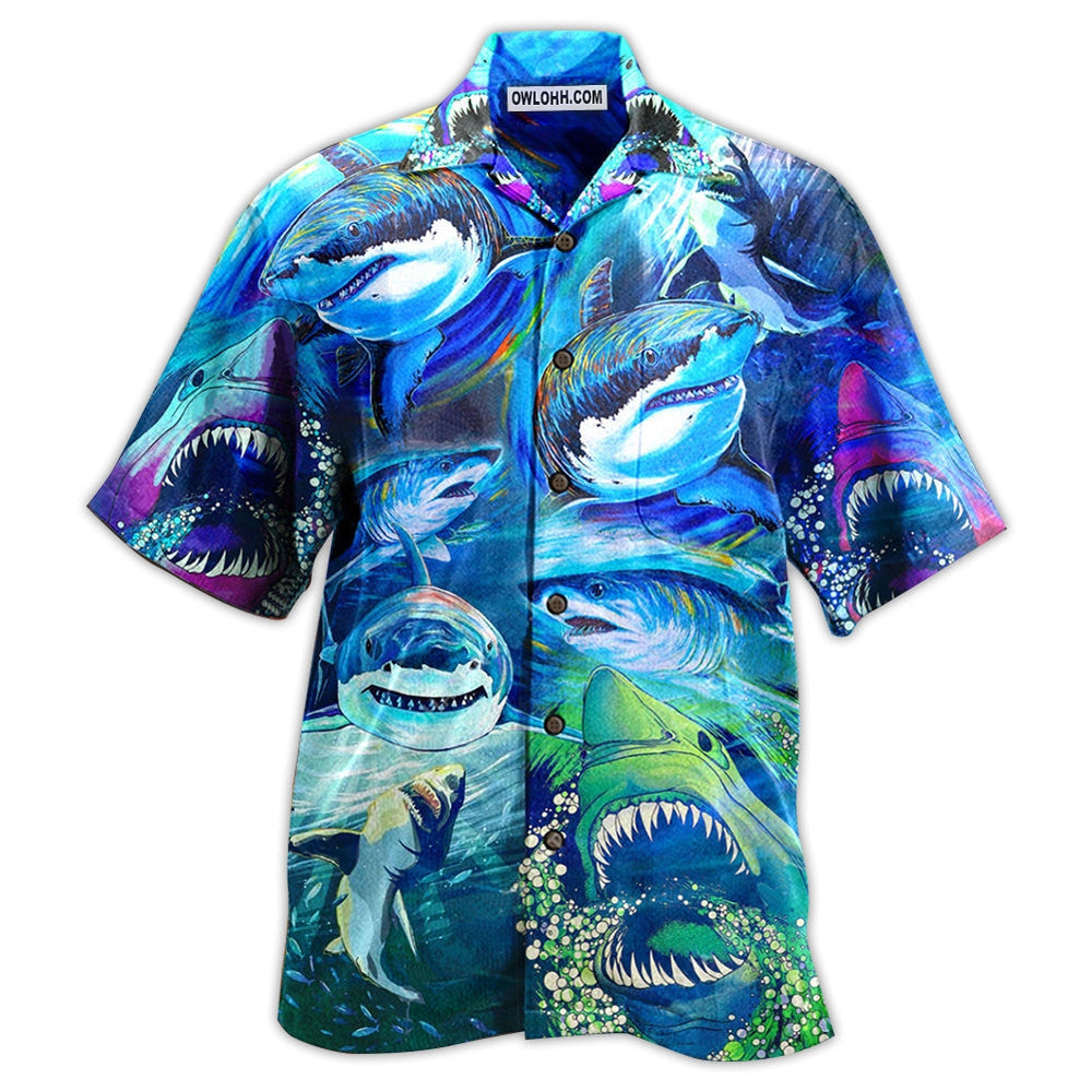 Shark Be A Shark Blue Ocean – Hawaiian Shirt  – Owl Ohh