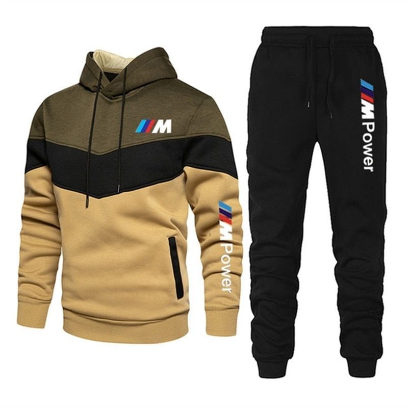 2021 Men’S New Brand Printing Bmw Spring And Autumn Sports Leisure Fitness Suit Small Hooded Sweater Pants Men’S Sports Suit Two Dc