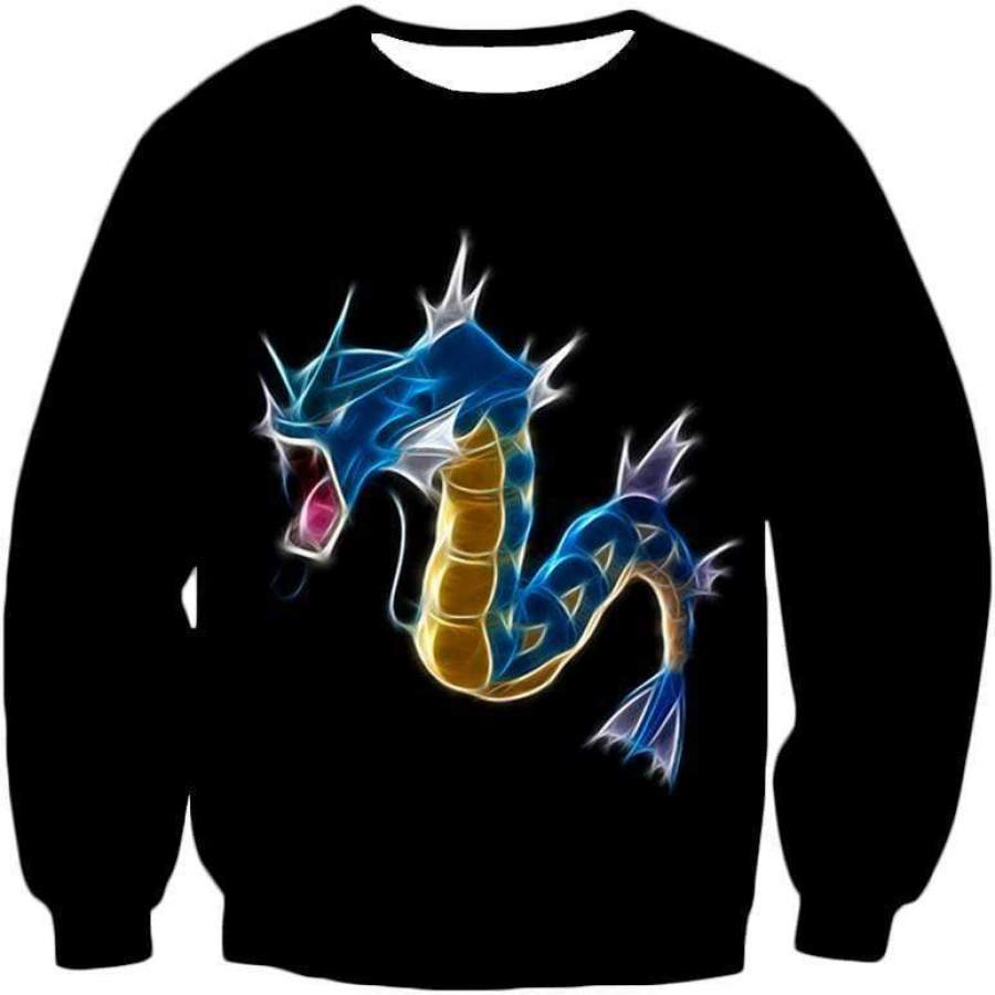 Pokemon Flying Water Type Pokemon Gyarados Black Sweatshirt  - Pokemon Sweatshirt Animood