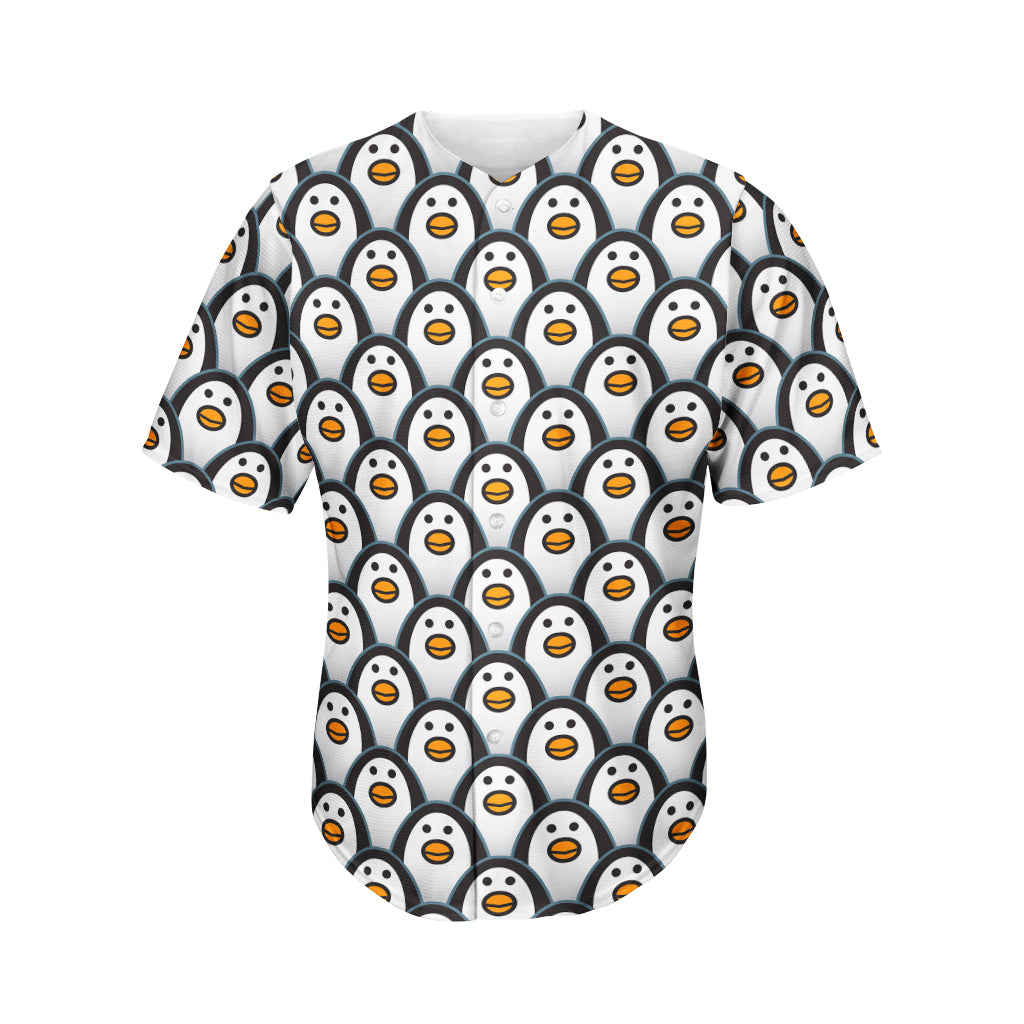 Cute Penguin Face Pattern Print Men’S Baseball Jersey 3D Print