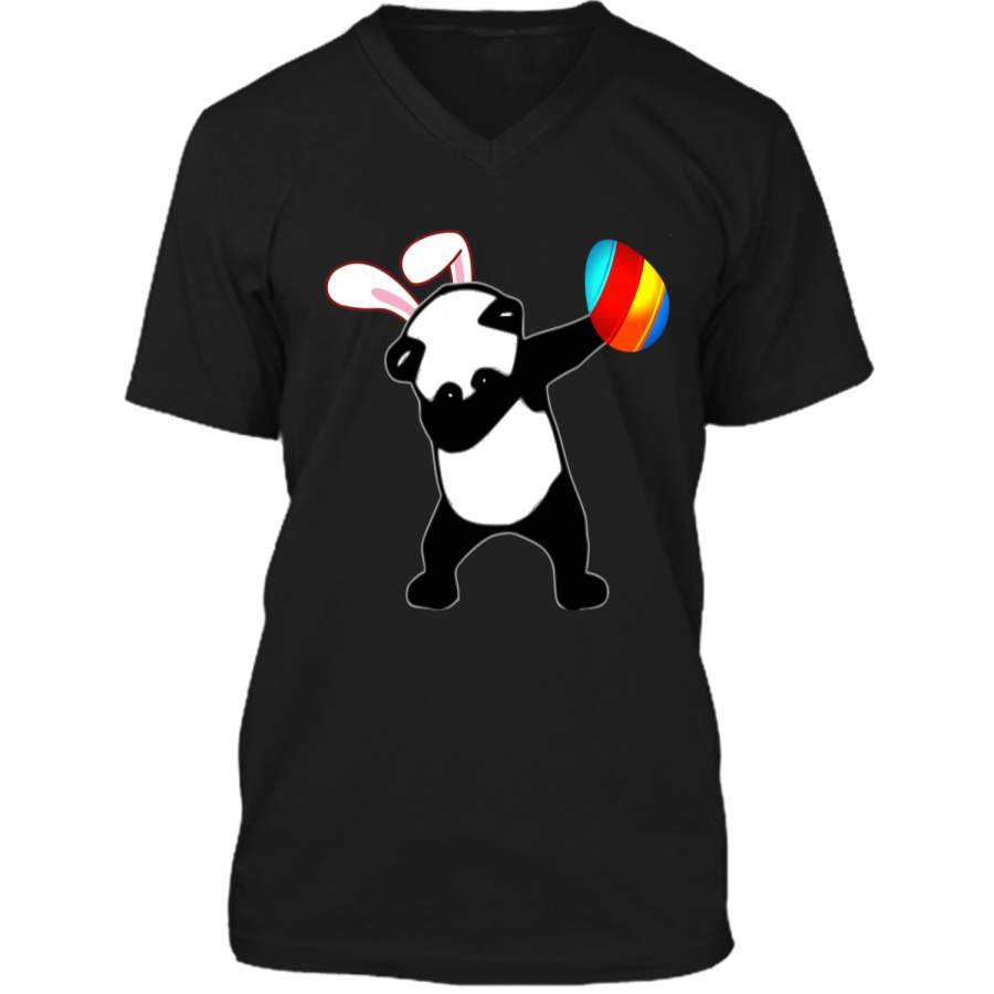 Easter Bunny Dabbing Panda Bear Tshirt Easter Egg Tee Mens Printed V-Neck T