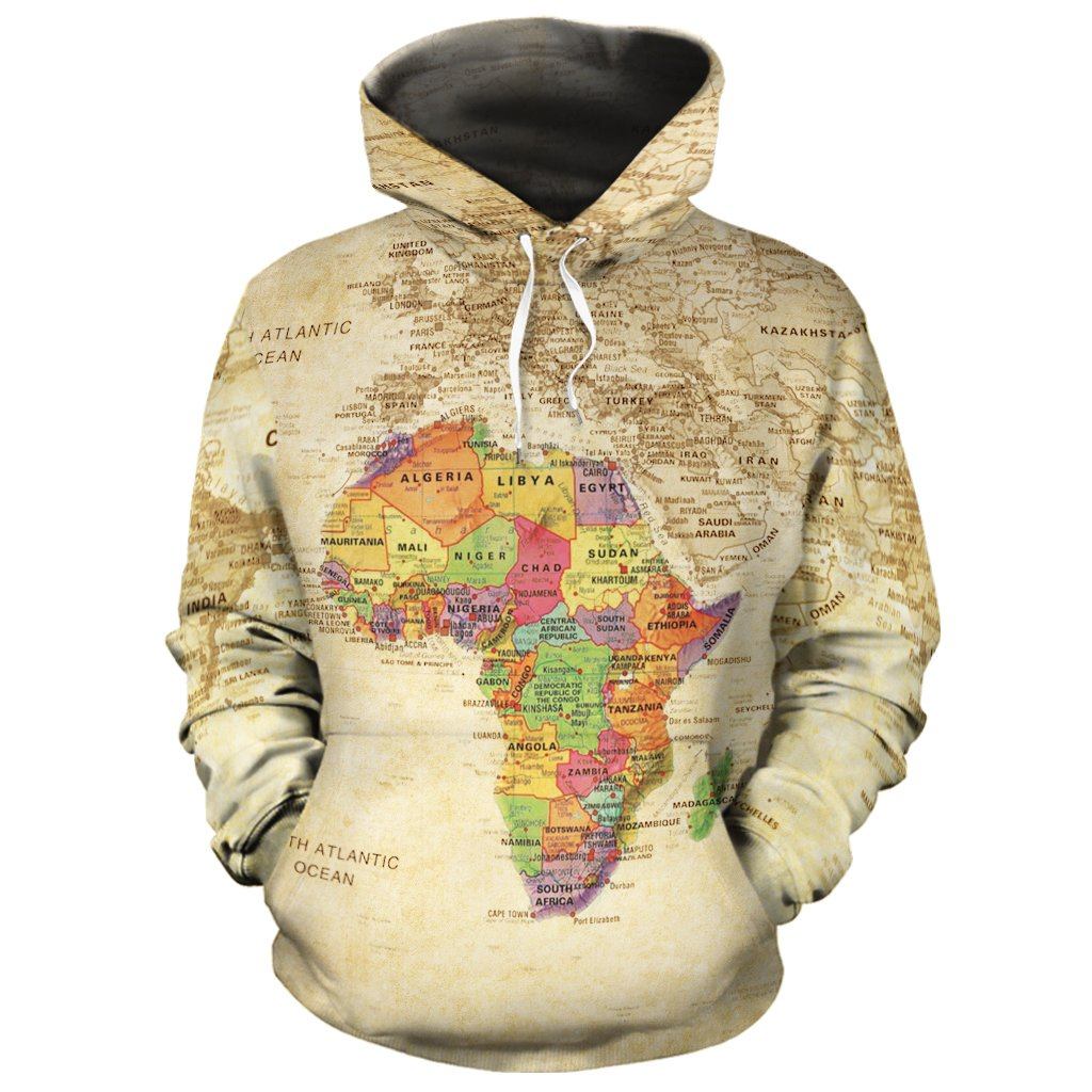 Vintage World Map Africa All-Over Hoodie