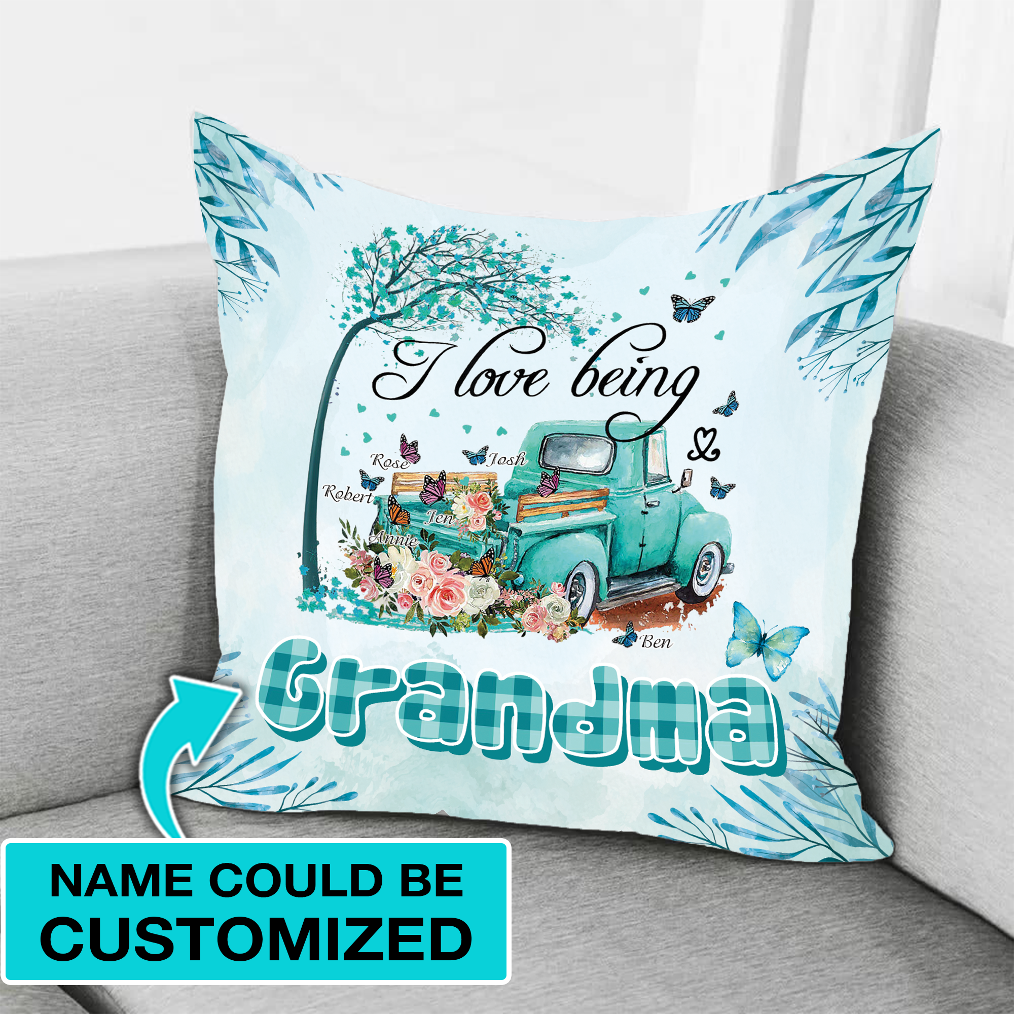 Personalized I Love Being Grandma Pillow