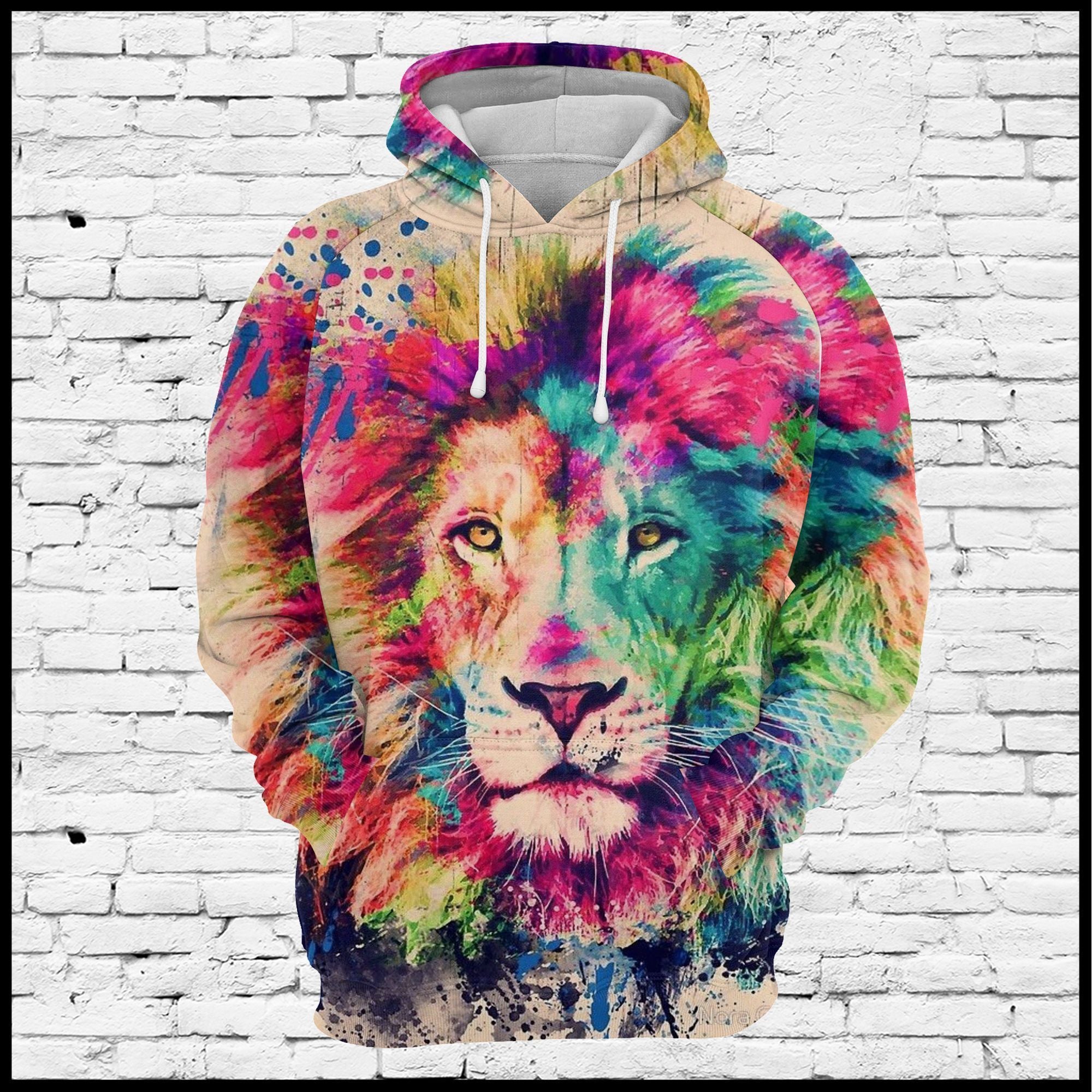 Amazing Watercolor Lion Cool Design 3D Printed Sublimation Hoodie Hooded Sweatshirt Comfy Soft And Warm For Men Women S To 5Xl Ctc17012168