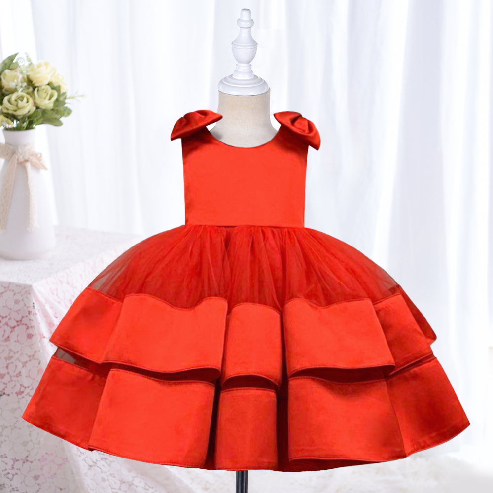 Yoliyolei Ball Gown Girl Dress With Bow Princess Dresses Holidays Wedding Kids Children Elegant Party Clothing For 2-8 Years Old alx