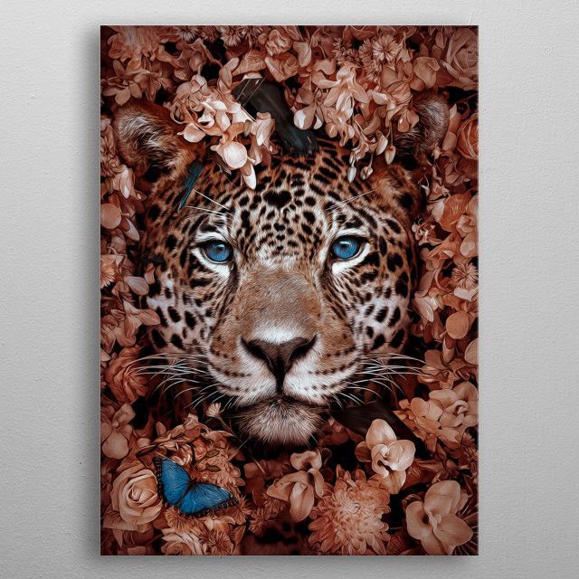 jaguar in flowers pinting Canvas Poster 8″x12″ 12×18″ 18″x26″ 24″x36″ 30″x45″