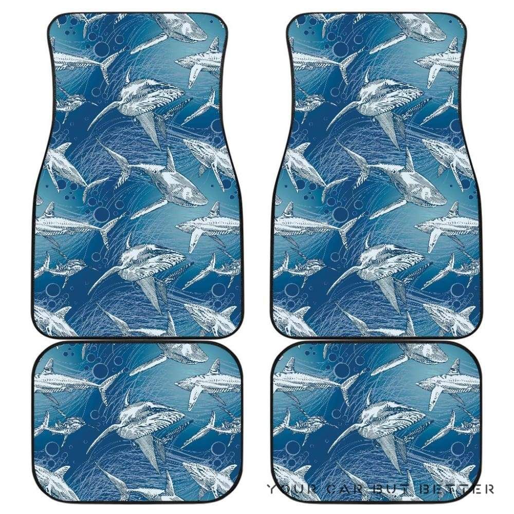 Shark Hand Drawn Front And Back Car Mats 045109 Personalized Car Seat Floor Mat Custom Print