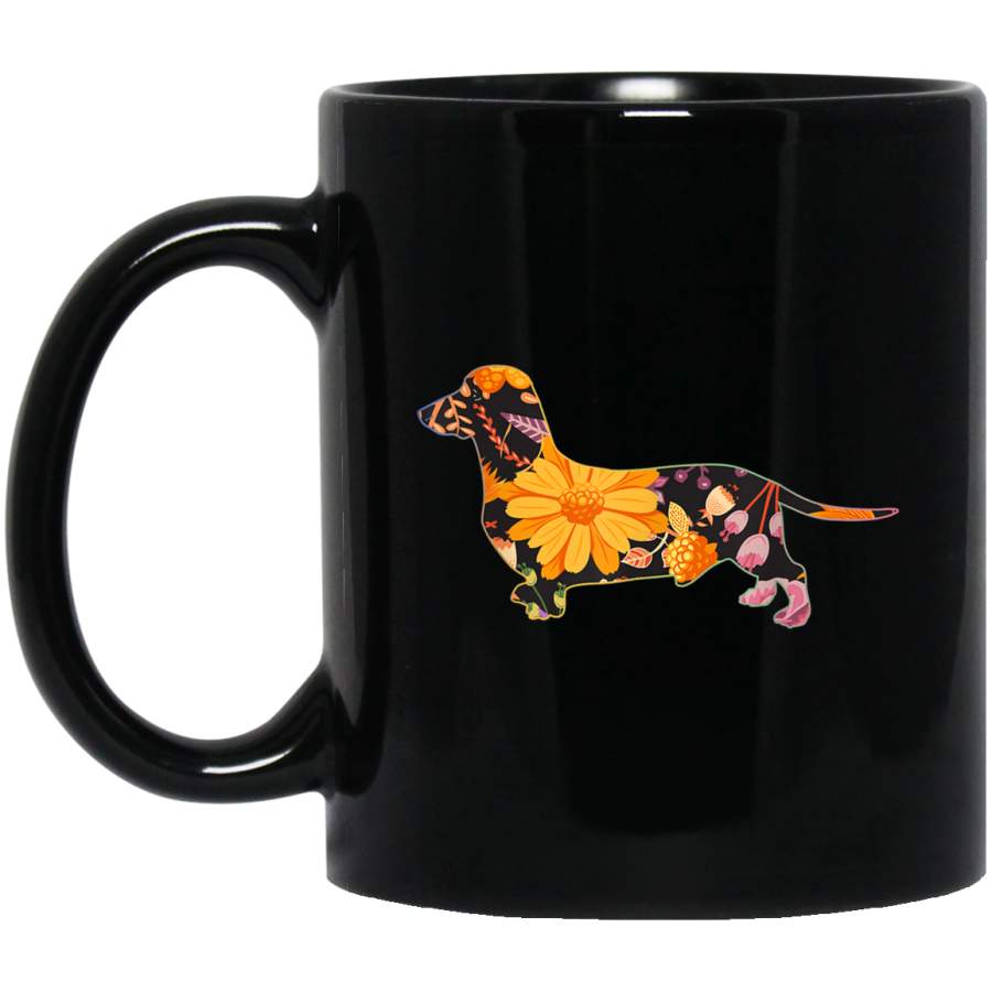 Floral Flower Vintage Retro Miniature Dachshund Lover Mug