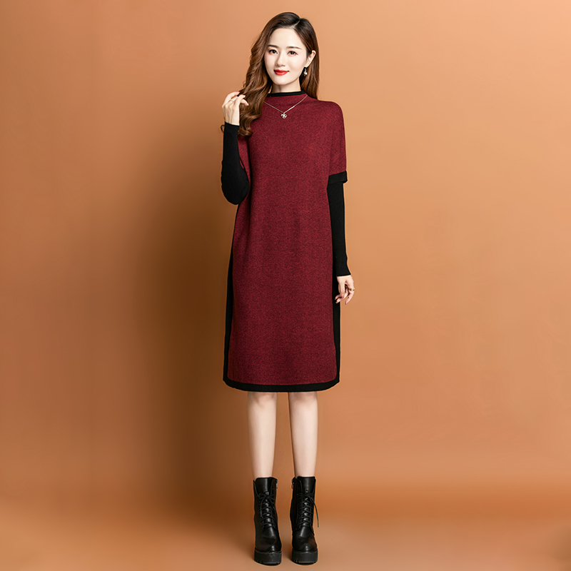 Women Korean Vintage Casual Midi Dress Autumn Winter Knitted Cotton Thick Warm Top Sweaters 2022 Elegant Bodycon Wool Sweaters alx