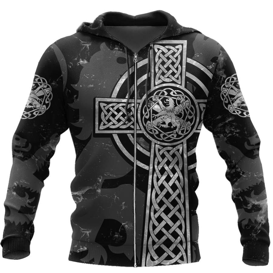 Scottish Lion Celtic Cross grey version Hoodie AZ210201