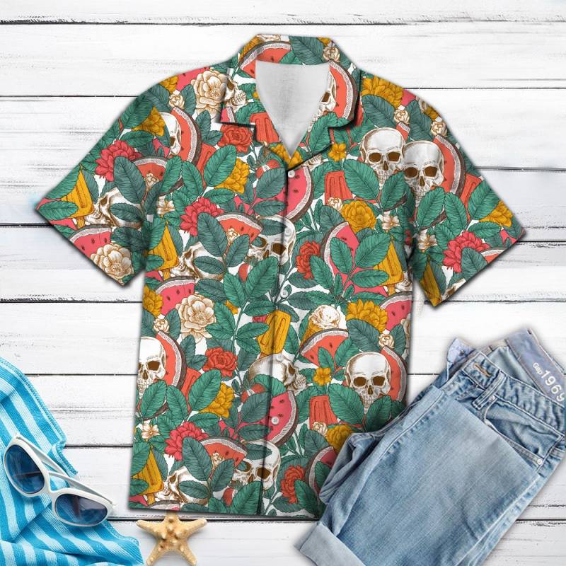 Skull Watermelon Tropical Hawaiian Shirt Ha14990