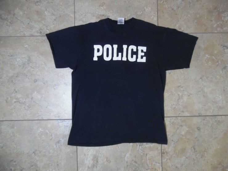 Vtg Police Black Streetwear Shirt