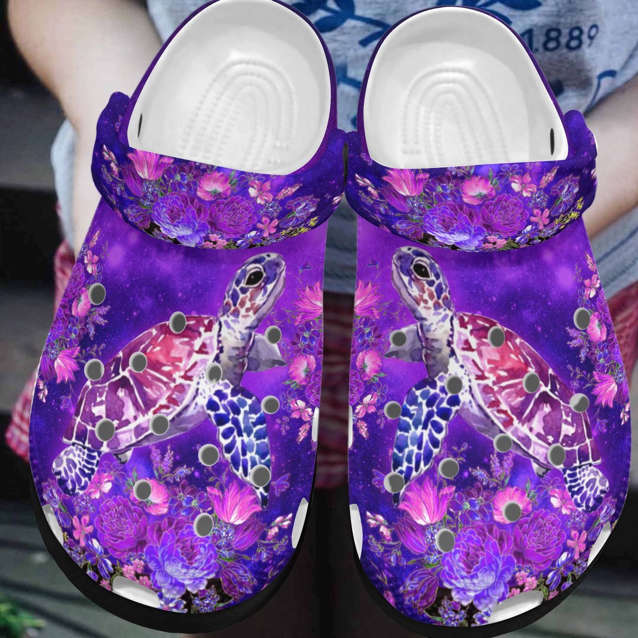 Turtle Personalized Clog, Custom Name, Text, Color, Number Fashion Style For Women, Men, Kid, Print 3D Purple Life