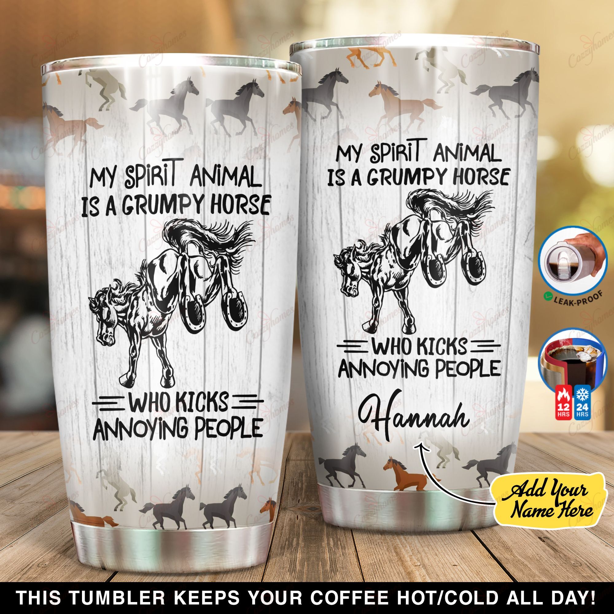 Personalized My Spirit Animal Is A Grumpy Horse YP3003007XB Tumbler