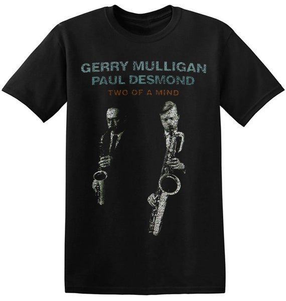 Saxophone Shirtgerry Mulligan And Paul Desmond Graphic Print New Black Vintage Jazz Music Artist Band Shirts 4 A 039 Shirt