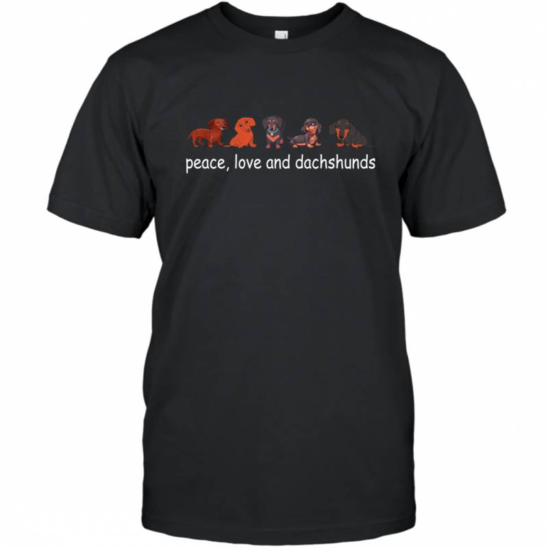 Peace Love Dachshund Cute Puppy Dog Lover T-Shirt