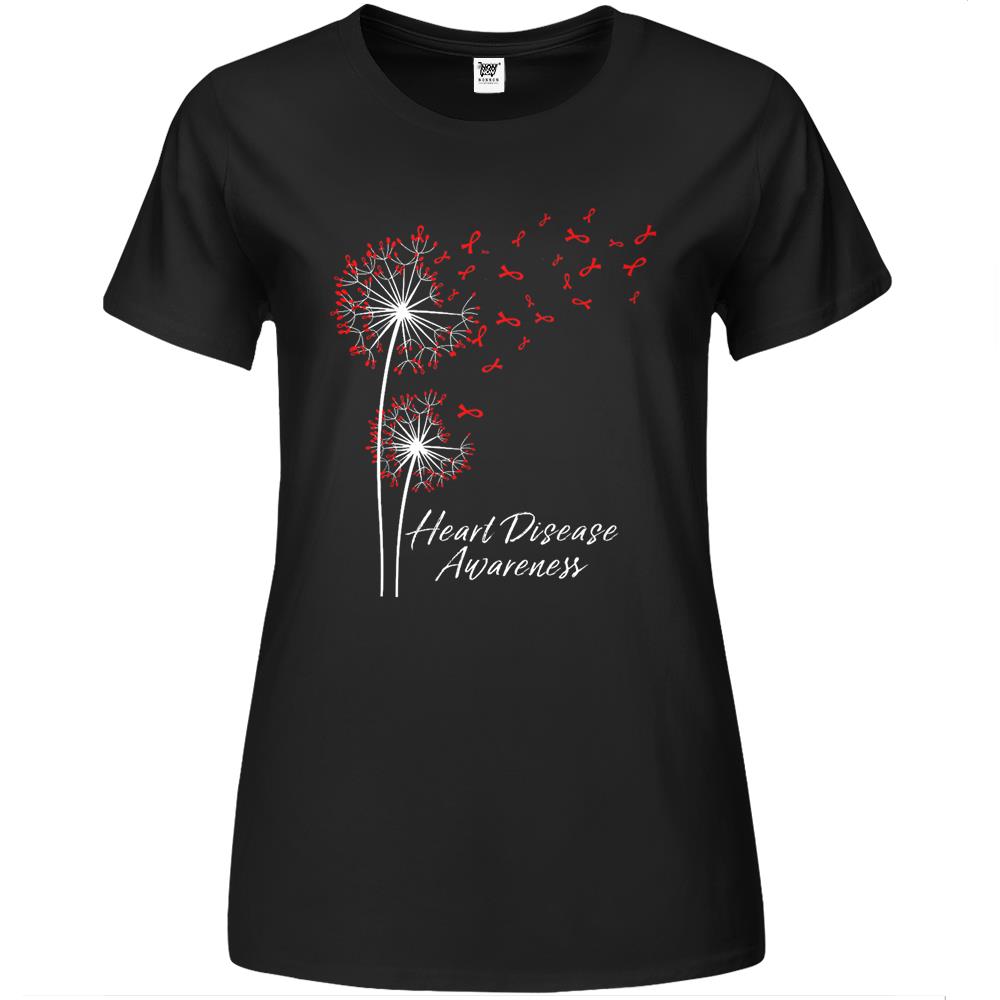 Dandelion Go Red Ribbon Heart Disease Awareness Month Women Premium Womens T Shirts