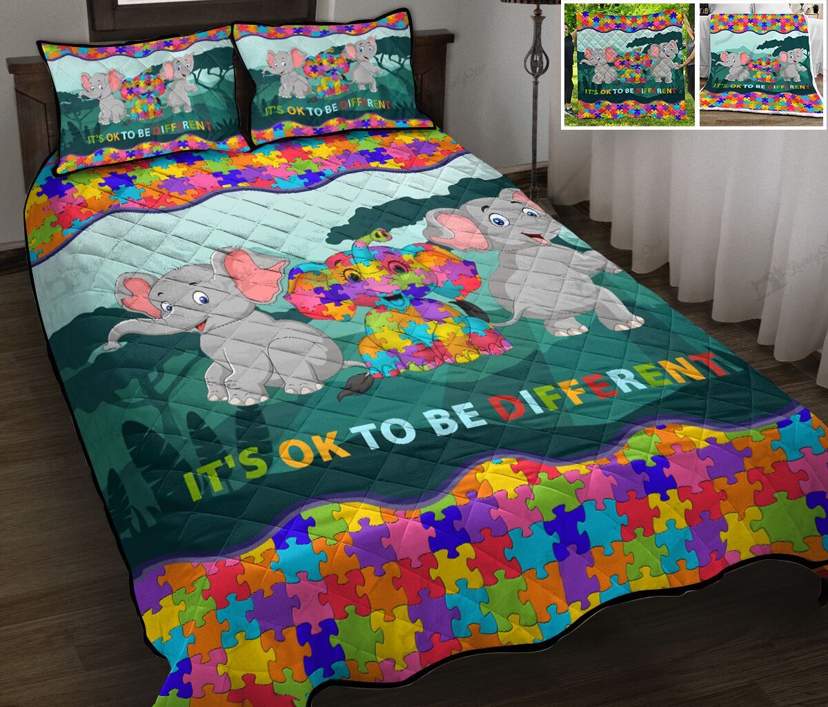 Autism Elephant It’s ok to be different Quilt Bed Set & Quilt Blanket DVE20072201-DVQ20072201