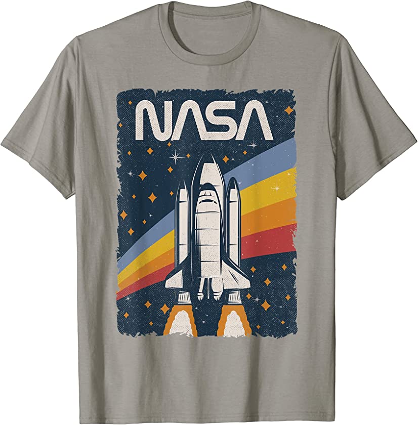 Vintage NASA Space Shuttle Poster Rocket Launch Retro 80s T-Shirt