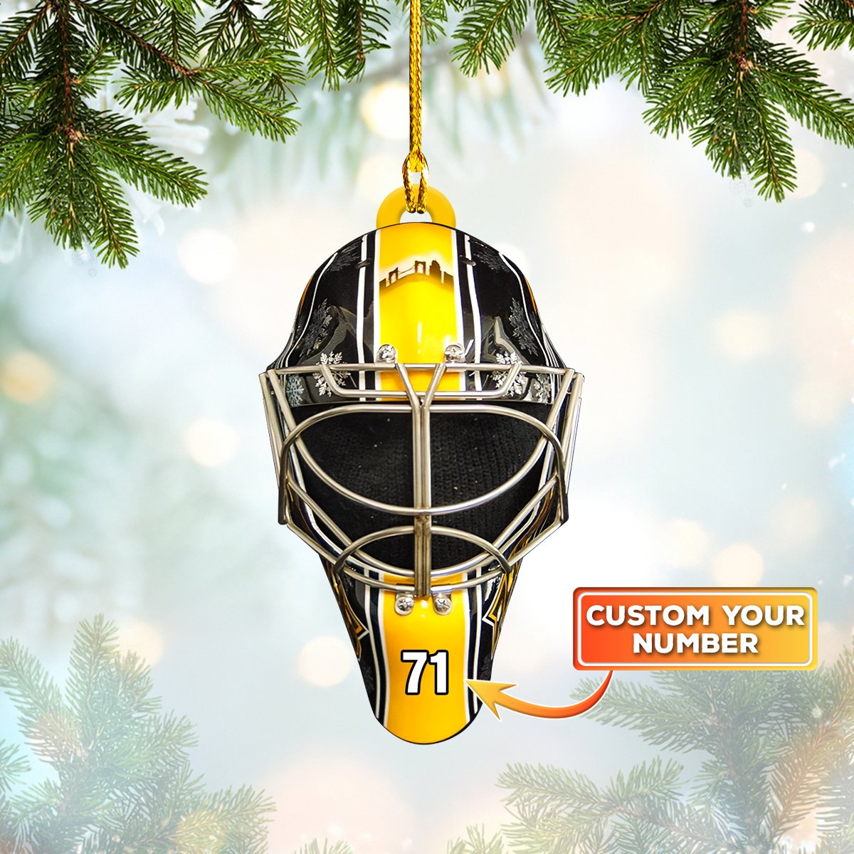 Hockey Helmet Ornament Hockey Penguins Leagues – Custom Shaped Ornament