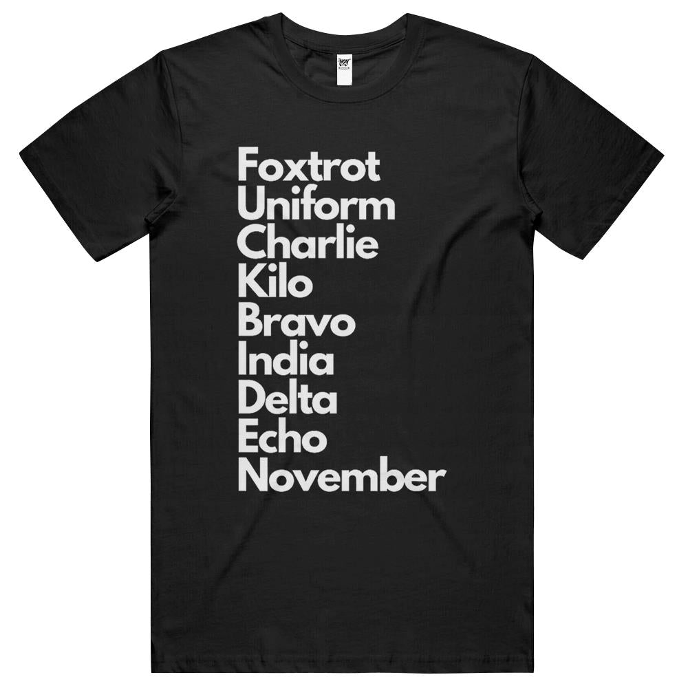 Foxtrot Uniform Charlie Kilo Bravo India Delta Echo Nov T Shirts