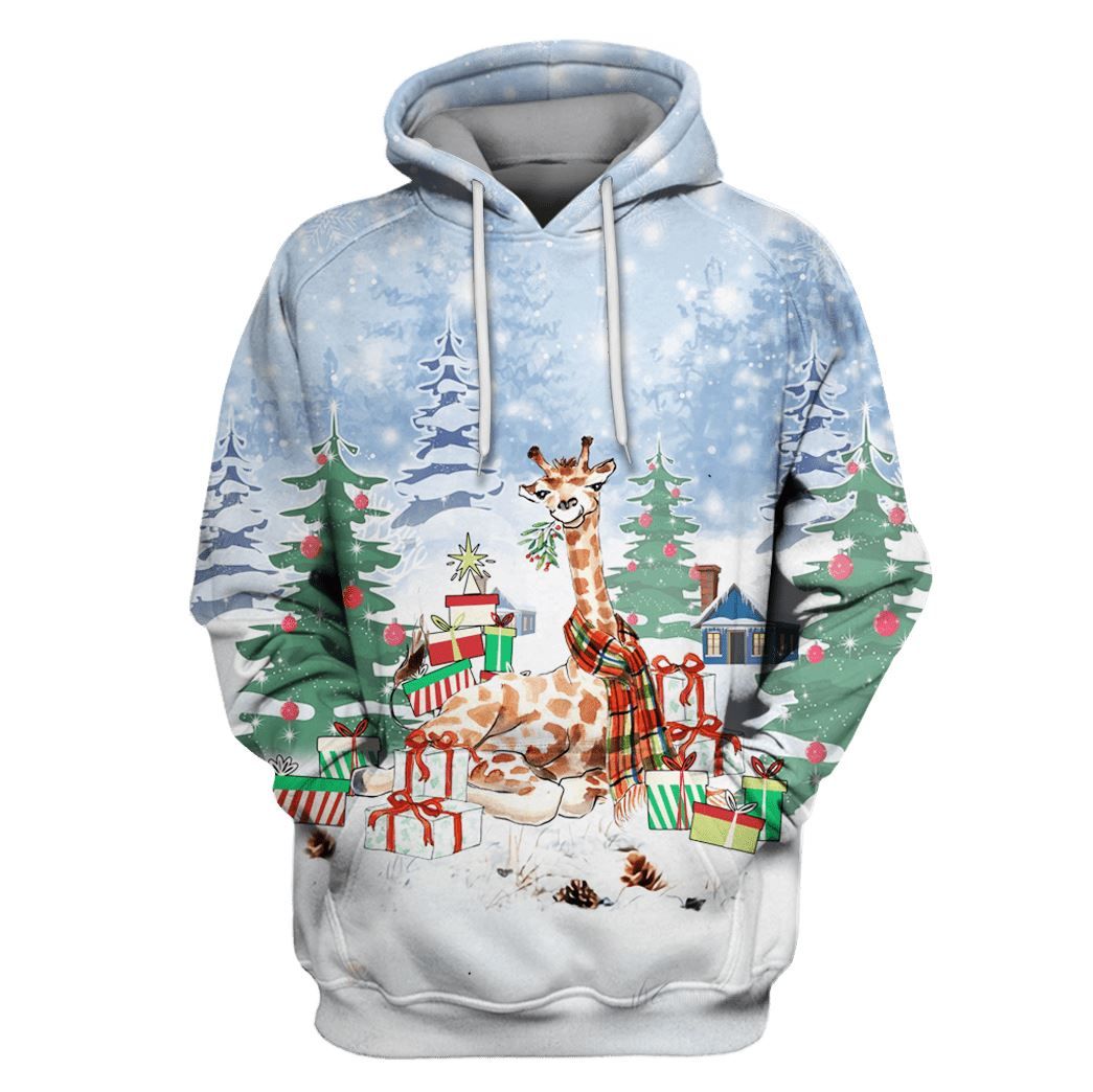 Mysticlife Giraffe On Christmas Custom Hoodies Apparel