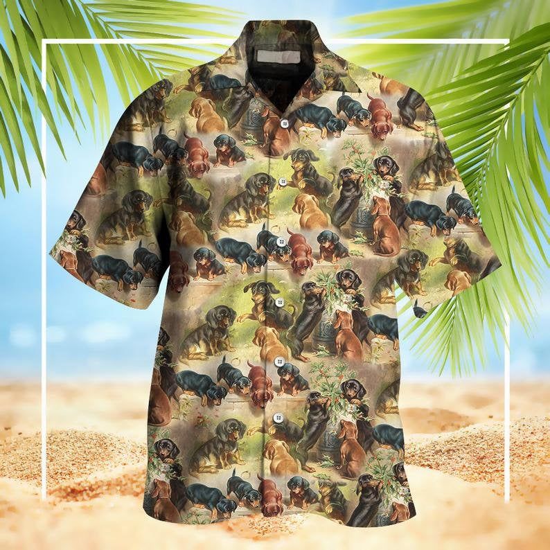 Dachshund Pattern Aloha Multicolor Unique Design Hawaii Shirt Ha21900