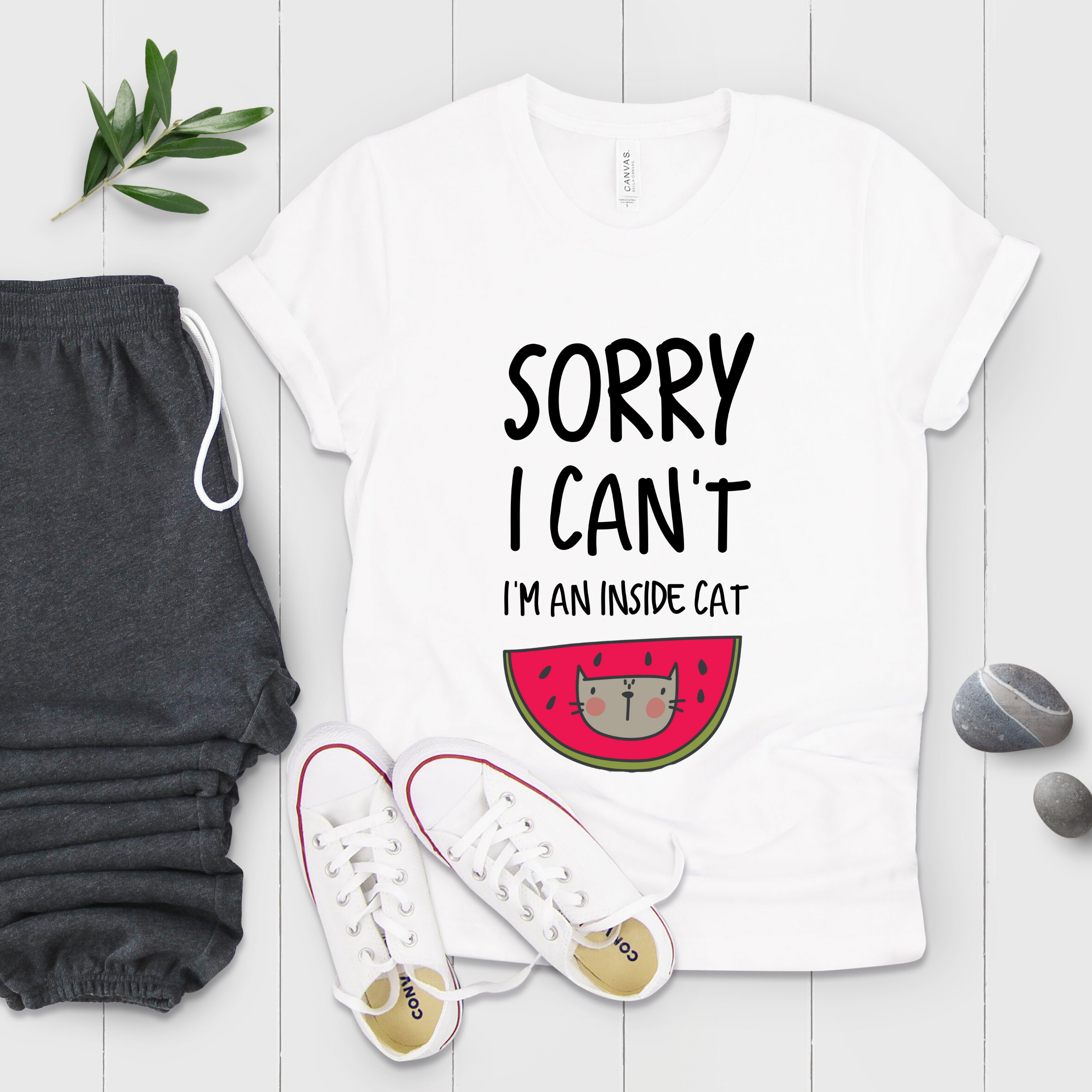 Sorry I Can’T I’M An Inside Cat Trendy Cat Mom Shirt