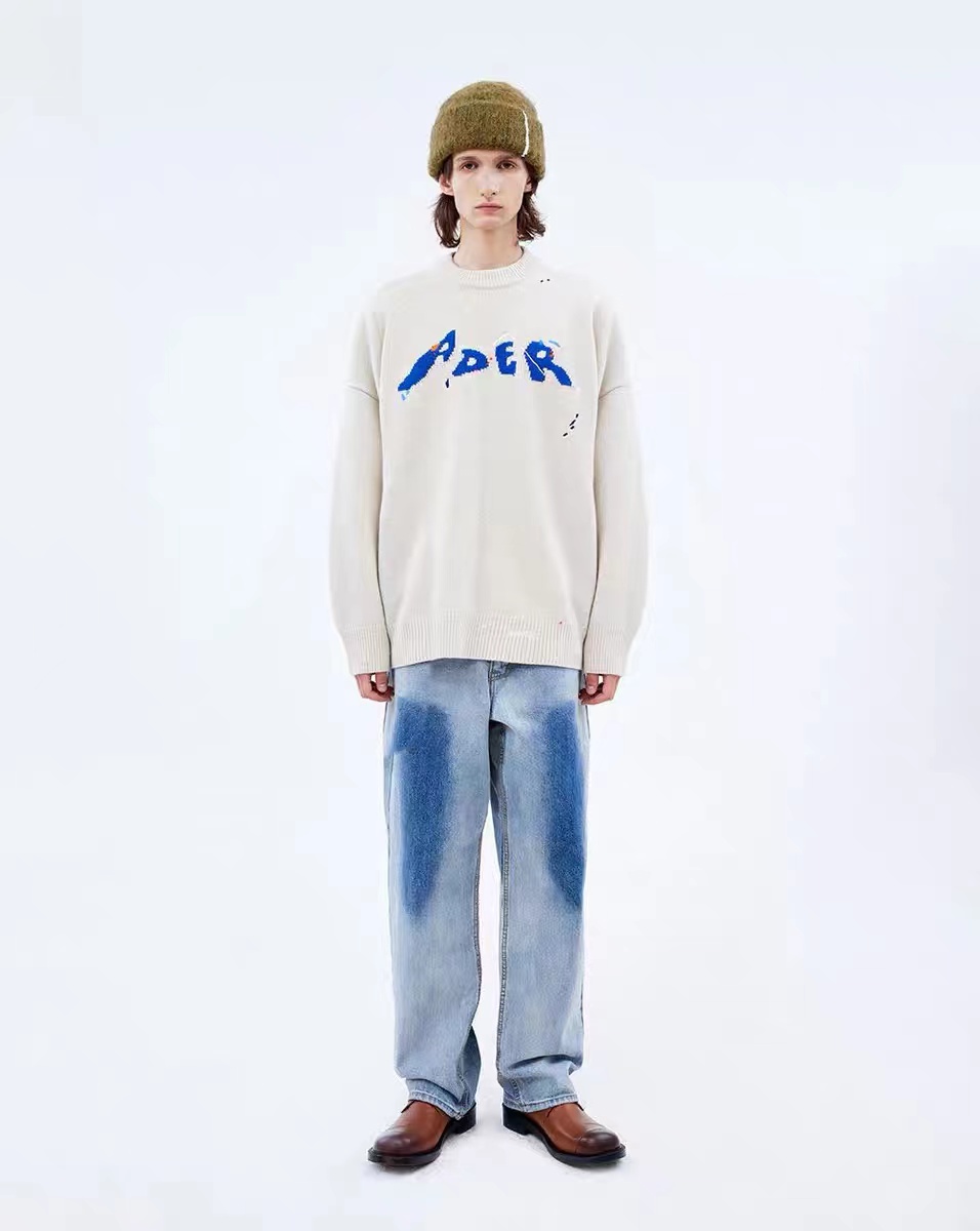 ADER ERROR Sweater Speckle Letter Embroidery Loose Round Neck Pullover Men and Women’s Sweaters alx