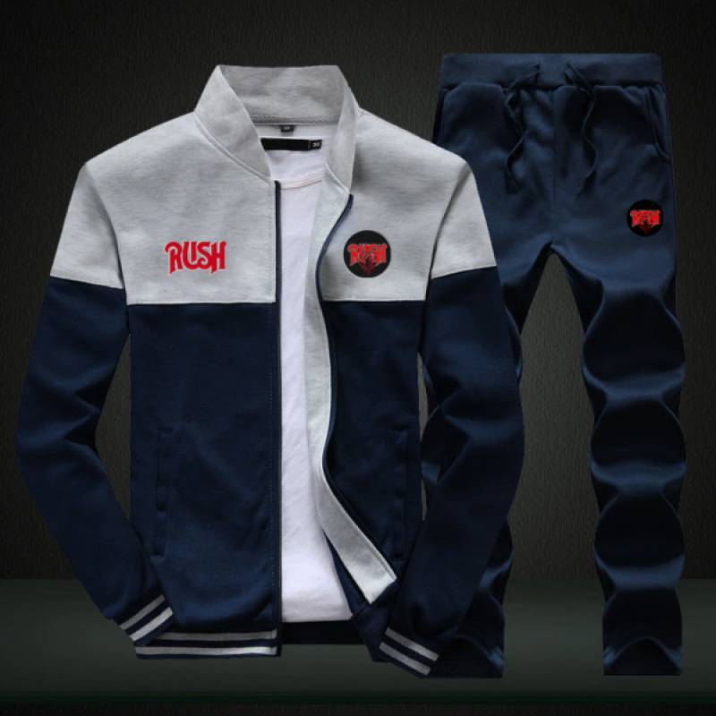 Rush Sweatshirt +Sweatpants Mens Clothing 2 Pieces Sets Slim Tracksuit