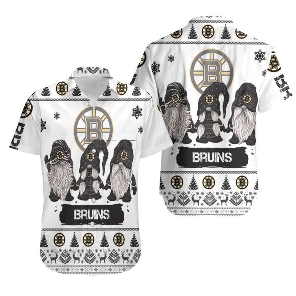 Christmas Gnomes Boston Bruins Ugly Sweatshirt Christmas 3D Hawaiian Shirt Combo Beach