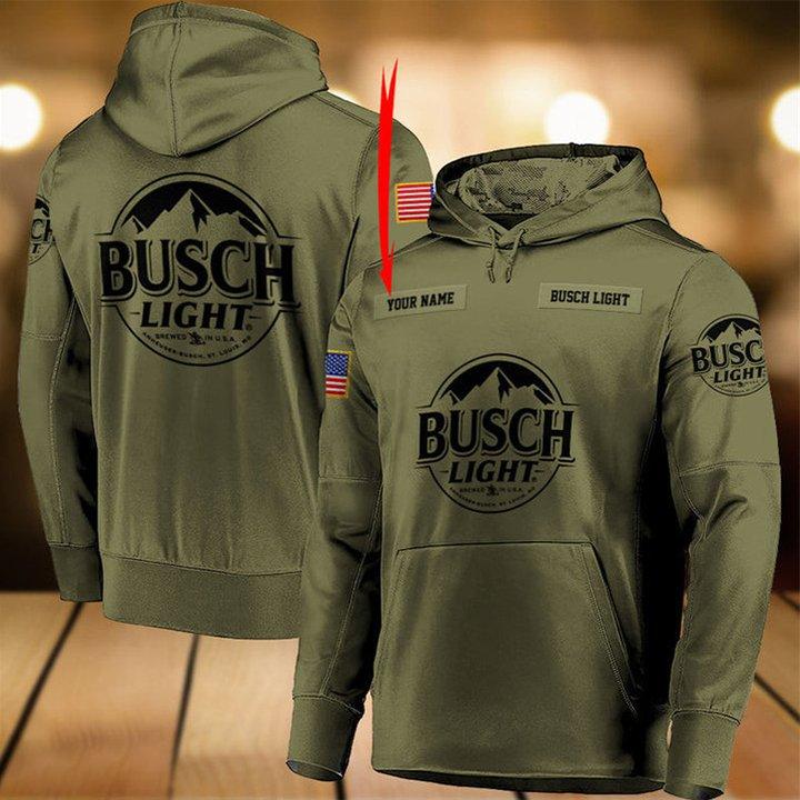 Personalized Military Green Busch Light Hoodie & Zip Hoodie
