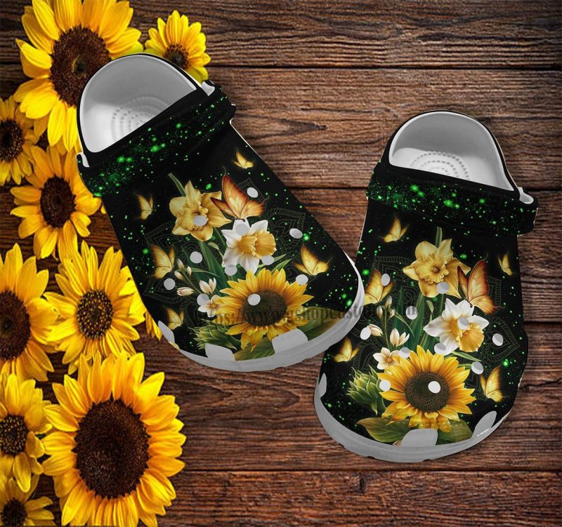 Butterfly Sunflower Twinkle Mystery Croc Shoes Gift Mother Day- Butterfly Faith Miracle Shoes Croc Clogs Gift Grandma