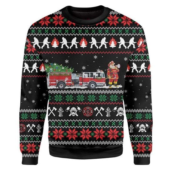 Firefighter Ugly Christmas Sweater | For Men & Women | Adult | Us6329