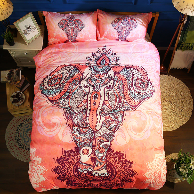 3D Bohemian Pink Elephant Quilt Cover Set Bedding Set Pillowcases 14