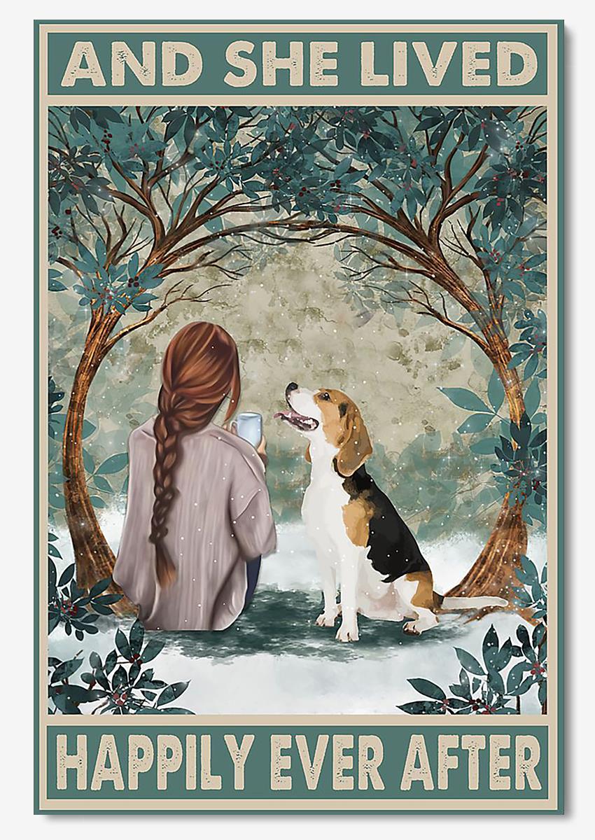 Tricolor Harrier Dog Girl And She Lived Happily Ever After Dog Wall Art For Home Decor Dog Lover Gift Poster