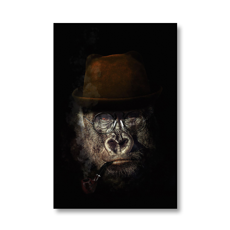 Animals in Hats Canvas Painting Lion Elephant Bear Gorilla Posters and Prints Wall Art Pictures For Living Room Home Decoration alx