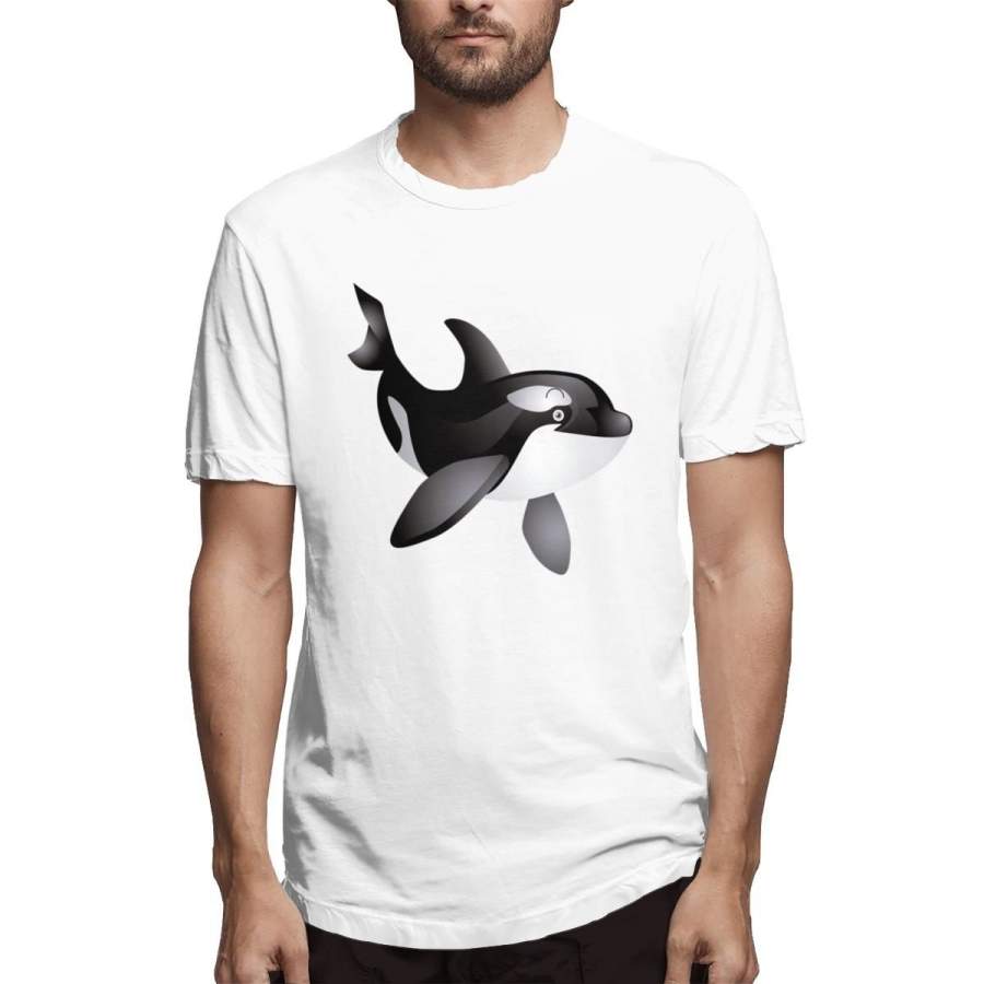 Summer Fashion Men’s Cotton T-shirt Black Whale Graphic T-shirt Printed Plus-size Men’s T-shirt Summer Tops