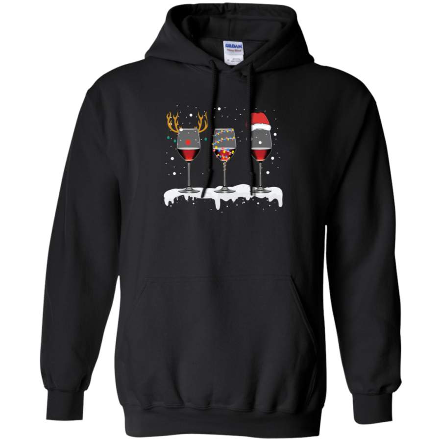 Christmas Red Wine Reindeer Santa Xmas Hoodie