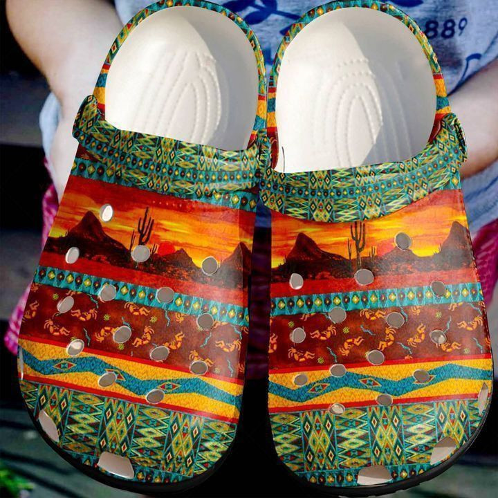 Native American Stunning Pattern Gifts Flower Gift For Lover Rubber Crocs Clog Shoes Comfy Footwear
