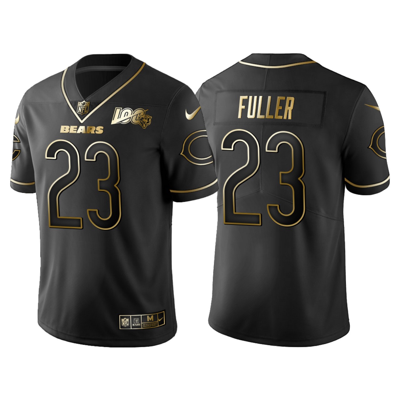 Chicago Bears Kyle Fuller 100th Anniversary Black Gold Logo Jersey