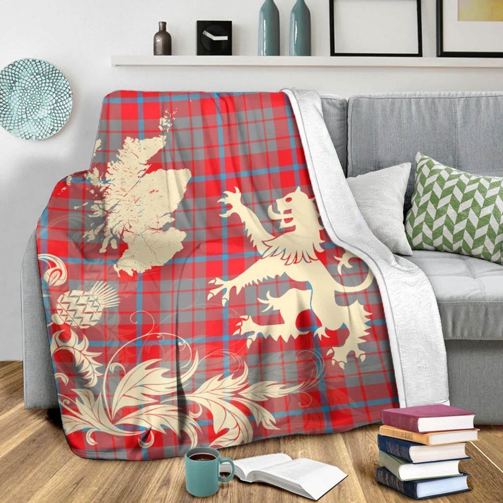 Tartan Blanket Moubray Tartan Scotland Lion Thistle Map Plaid Blanket