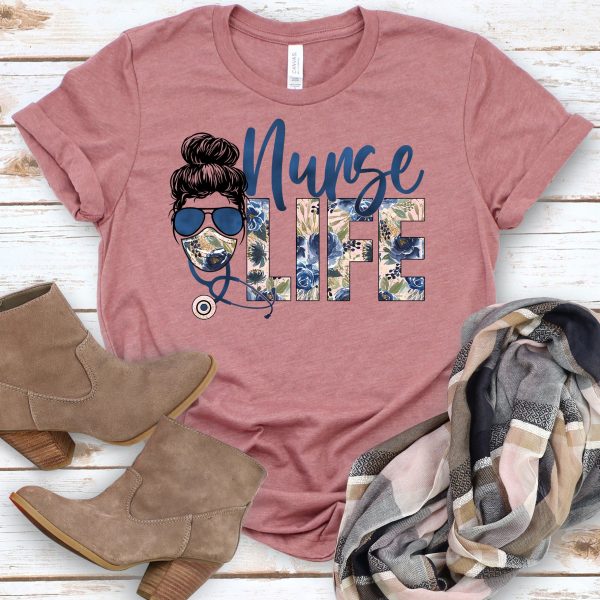 Nurse Messy Bun Tee
